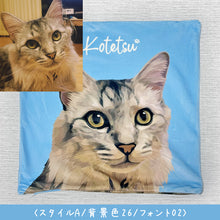 画像をギャラリービューアに読み込む, うちの子イラスト入りクッションカバー│ノルウェージャンフォレストキャット・手描きイラスト(お顔)制作事例│ペットの写真を送るだけ。簡単に作れるオリジナルグッズ。│愛犬家や愛猫家へのギフト、メモリアルグッズにも最適◎