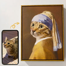 画像をギャラリービューアに読み込む, うちの子アート│ヨハネス・フェルメール作:真珠の耳飾りの少女│ペットのオリジナル油絵風イラスト│額入りキャンバスアート│写真を送るだけで簡単に作れるオーダーメイドグッズ│愛犬家や愛猫家へのギフトとしても♪