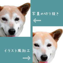 画像をギャラリービューアに読み込む, ペットのオリジナルタオル┃写真の切り抜きとイラスト風加工の比較
