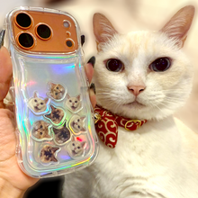 画像をギャラリービューアに読み込む, うちの子シェイカースマホ（iPhone）ケース、シャカシャカケース│iphone17Pro、猫のお顔型、2㎝│ペットの写真を送るだけで簡単オーダーメイド♪オリジナルのお顔入りカスタムグッズ│愛犬家や愛猫家へのギフトにも◎
