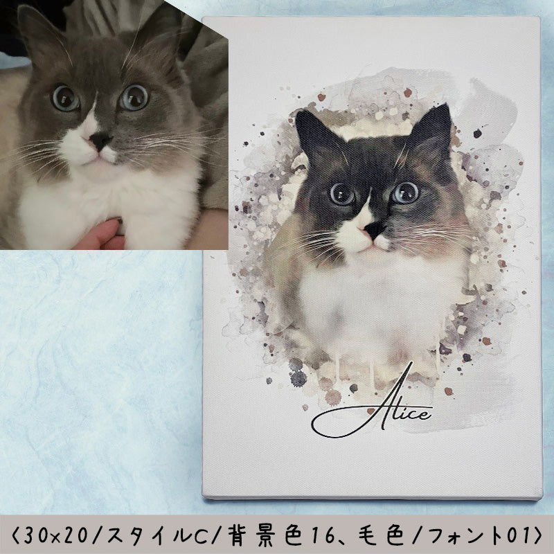 ペットのイラストキャンバスパネル│うちの子の写真から