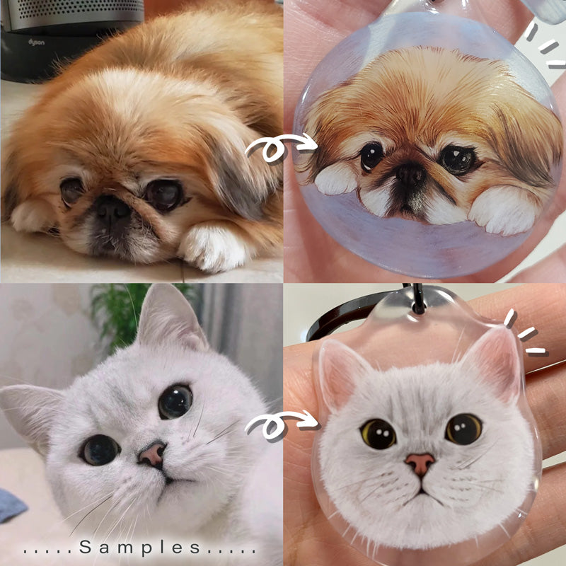 ペットの色鉛筆イラストキーホルダー│うちの子の写真からオリジナル