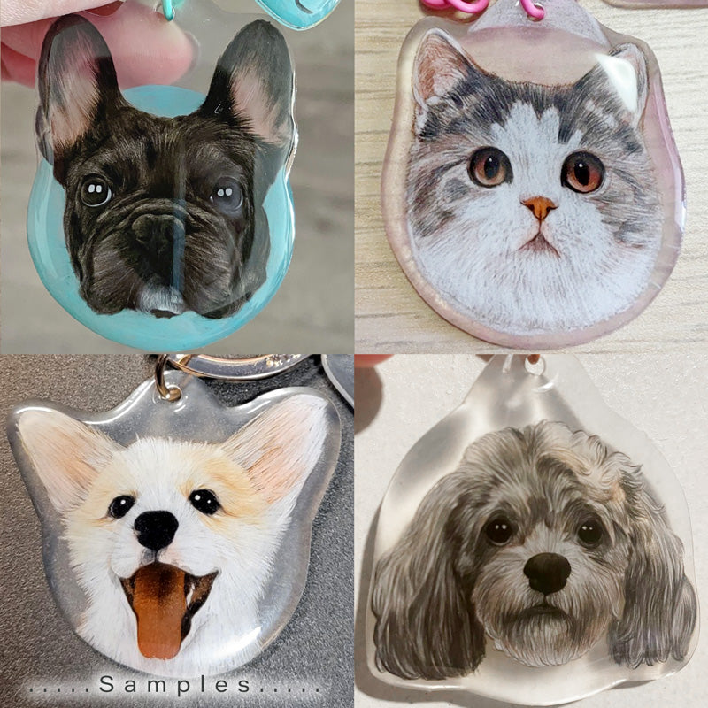 ペットの色鉛筆イラストキーホルダー│うちの子の写真からオリジナル